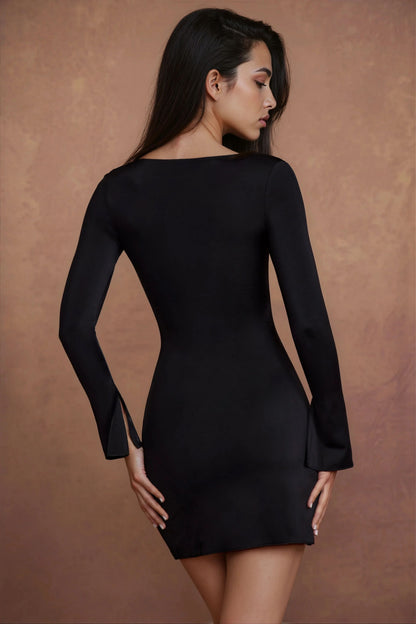 Women's Asymmetric Ruched Bodycon Cocktail Dress