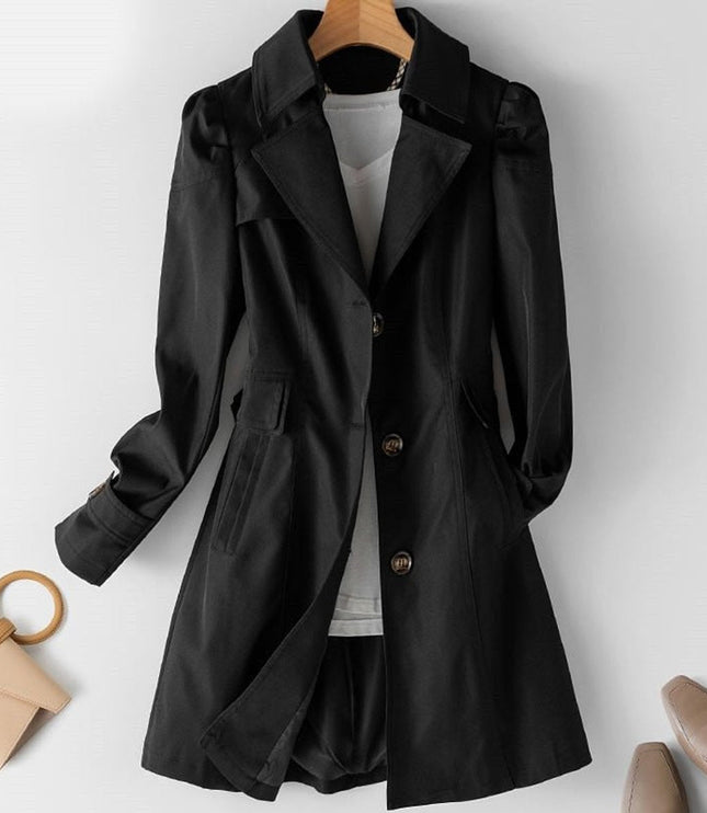 Women's Blazer Trench Coat, Single Breasted and Fitted