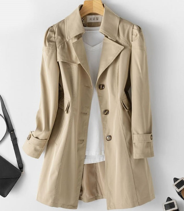 Women's Blazer Trench Coat, Single Breasted and Fitted