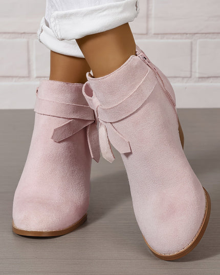 Women's Block Heel Ankle Boots, Pointed Toe Side Zip