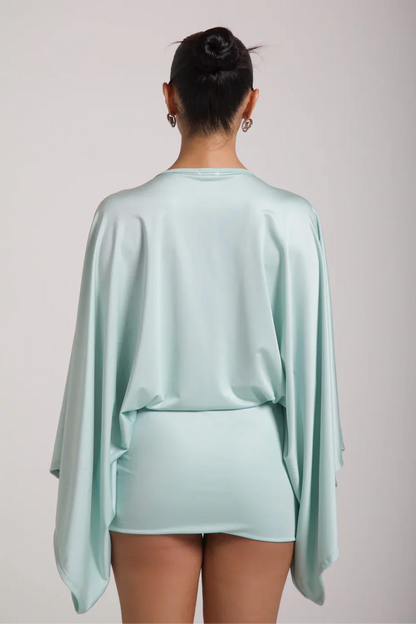 Women's Cape Sleeve Flowy Mini Cocktail Party Dress