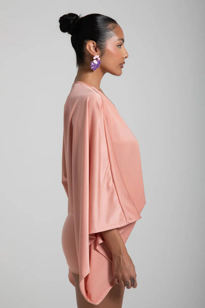 Women's Cape Sleeve Flowy Mini Cocktail Party Dress