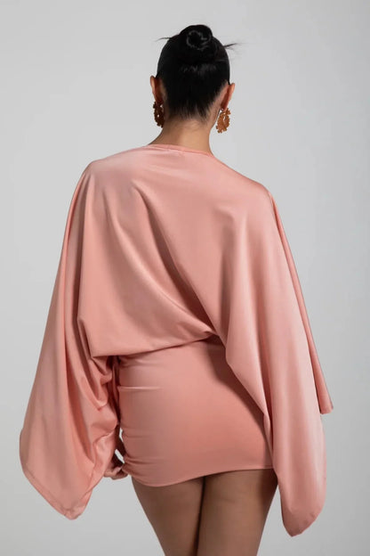 Women's Cape Sleeve Flowy Mini Cocktail Party Dress