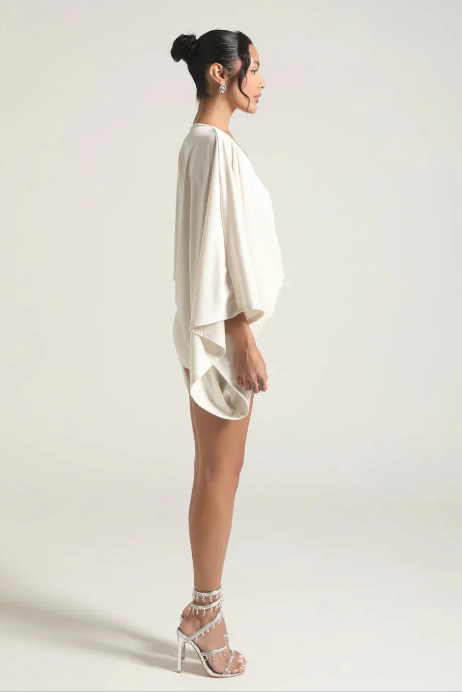 Women's Cape Sleeve Flowy Mini Cocktail Party Dress