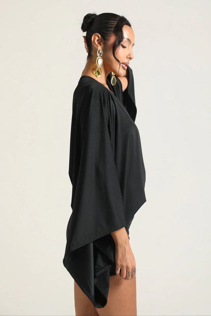 Women's Cape Sleeve Flowy Mini Cocktail Party Dress