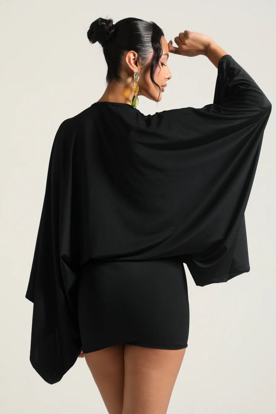 Women's Cape Sleeve Flowy Mini Cocktail Party Dress