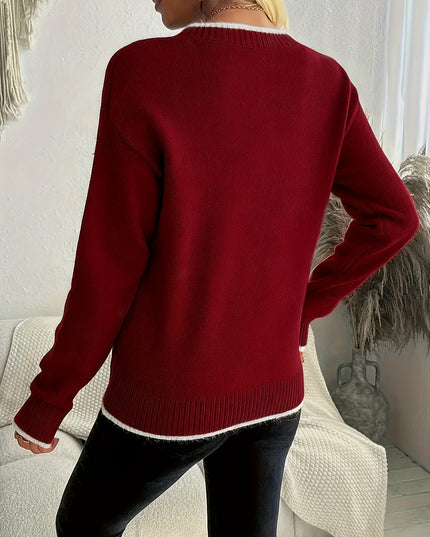 Women's Christmas Knit Crewneck Snowflake Sweater