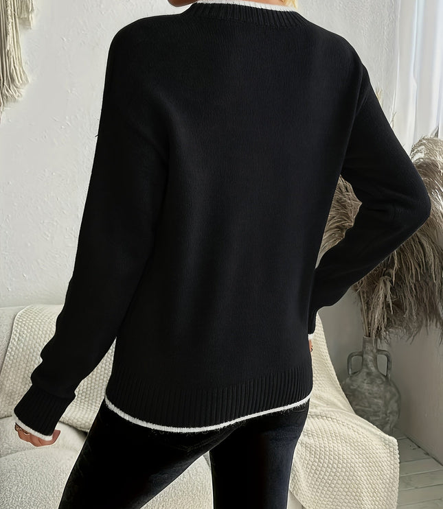 Women's Christmas Knit Crewneck Snowflake Sweater