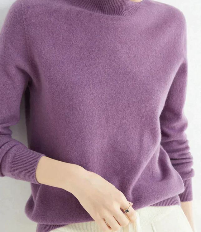 Women's Classic Fit Knit Pullover Sweater in Cashmere Blend