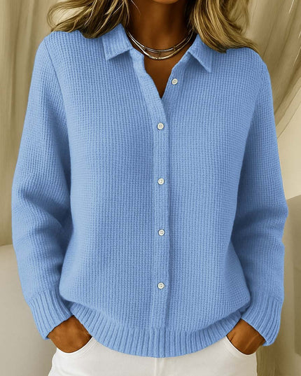 Women's Collared Sweater Cardigan, Waffle Knit Button Down