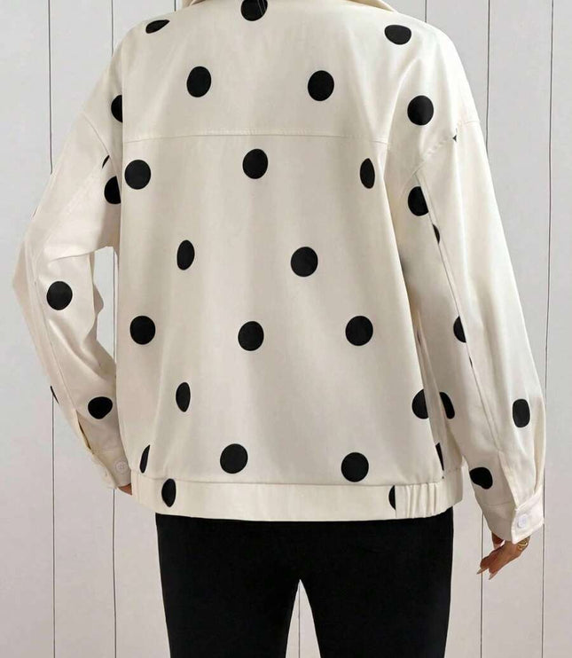 Women's Collared Zip Up Oversized Faux Leather Jacket
