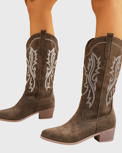 Women's Embroidered Western Cowboy Boots with Wide Calf