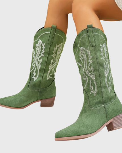 Women's Embroidered Western Cowboy Boots with Wide Calf