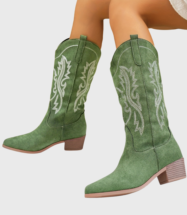 Women's Embroidered Western Cowboy Boots with Wide Calf