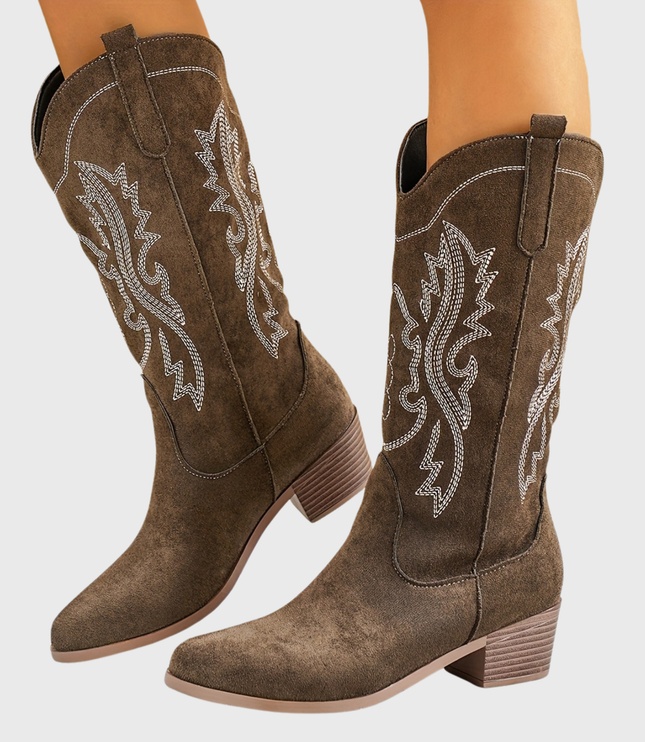 Women's Embroidered Western Cowboy Boots with Wide Calf