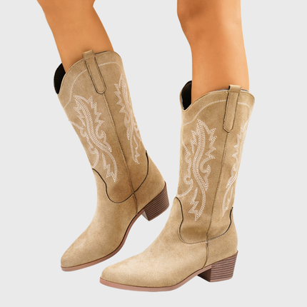 Women's Embroidered Western Cowboy Boots with Wide Calf