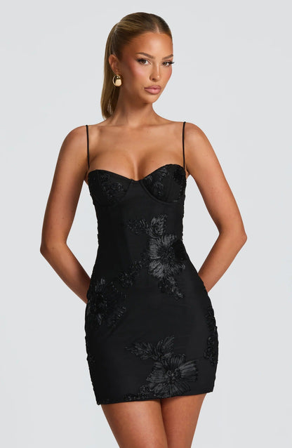 Women's Floral Corset Mini Dress for Wedding Guests