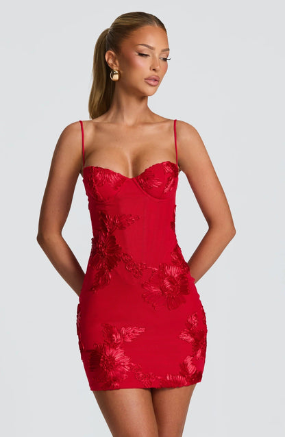 Women's Floral Corset Mini Dress for Wedding Guests