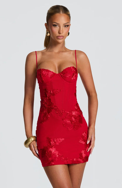 Women's Floral Corset Mini Dress for Wedding Guests