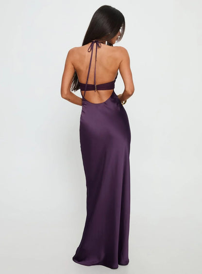 Women's Floral Halter Maxi Dress for Wedding Guest Summer
