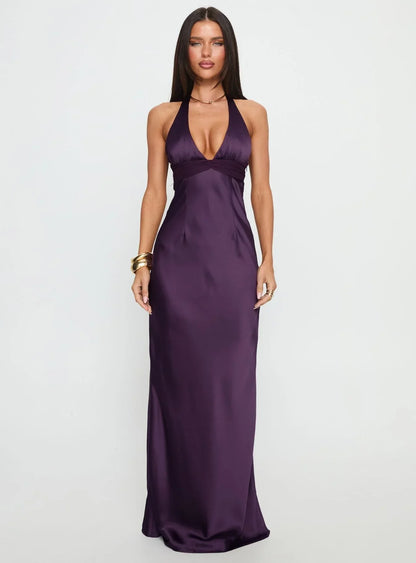 Women's Floral Halter Maxi Dress for Wedding Guest Summer