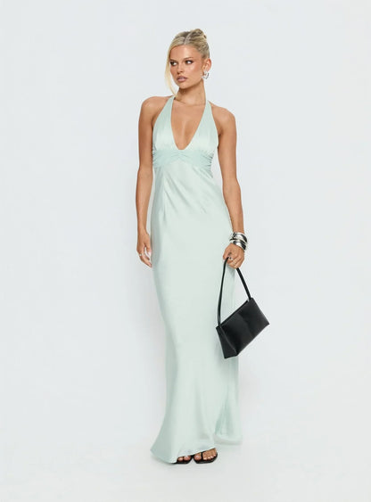 Women's Floral Halter Maxi Dress for Wedding Guest Summer