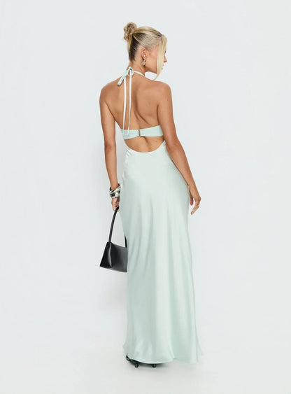 Women's Floral Halter Maxi Dress for Wedding Guest Summer