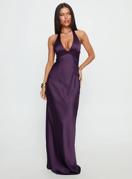 Women's Floral Halter Maxi Dress for Wedding Guest Summer