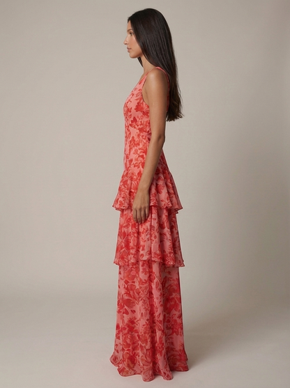 Women's Floral Halter Neck Summer Maxi Wedding Guest Dress