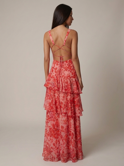 Women's Floral Halter Neck Summer Maxi Wedding Guest Dress