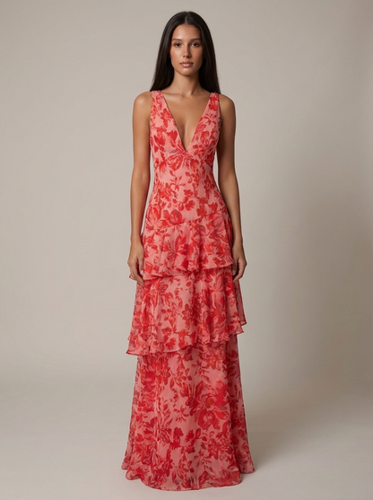 Women's Floral Halter Neck Summer Maxi Wedding Guest Dress
