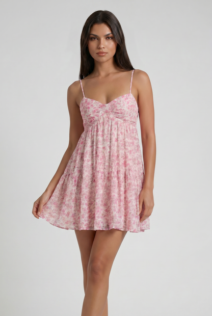 Women's Floral Short Sleeve Mini Dress for Wedding Guest