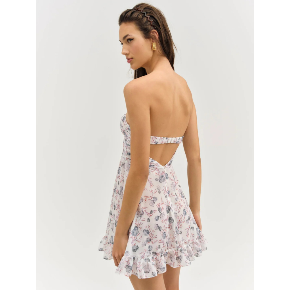 Women's Floral Strapless Mini Dress for Wedding Guest