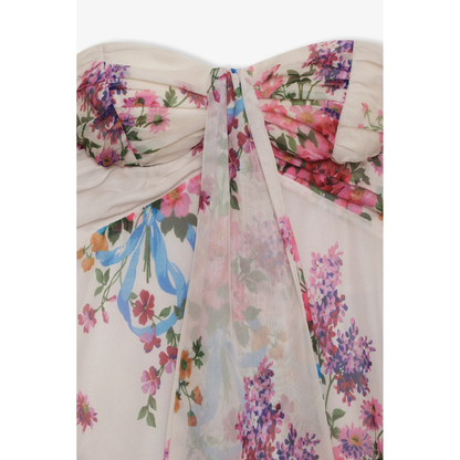 Women's Floral Strapless Mini Dress for Wedding Guest