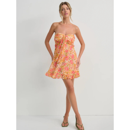 Women's Floral Strapless Mini Dress for Wedding Guest