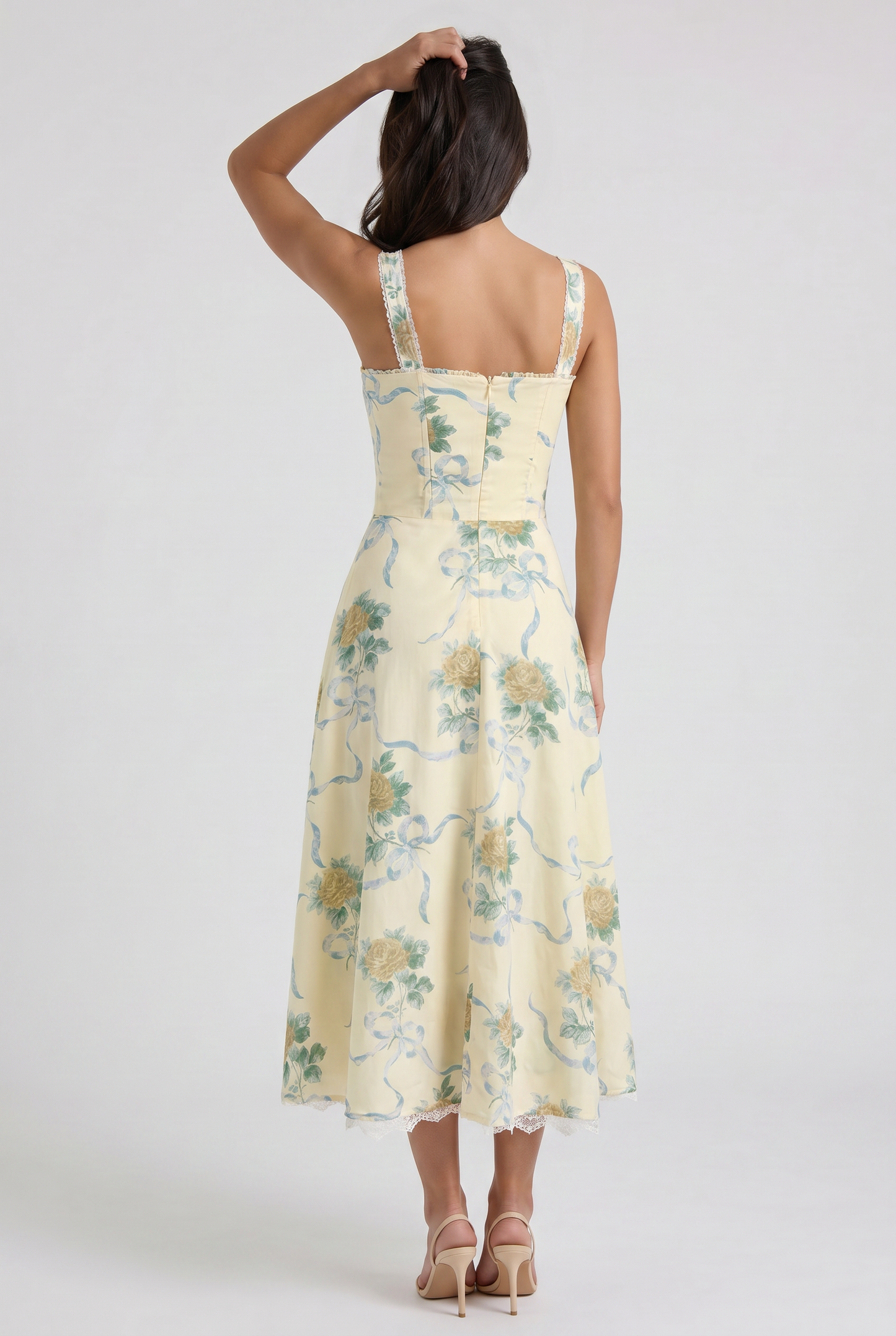 Women's Floral V-Neck Midi Dress Summer Wedding Guest