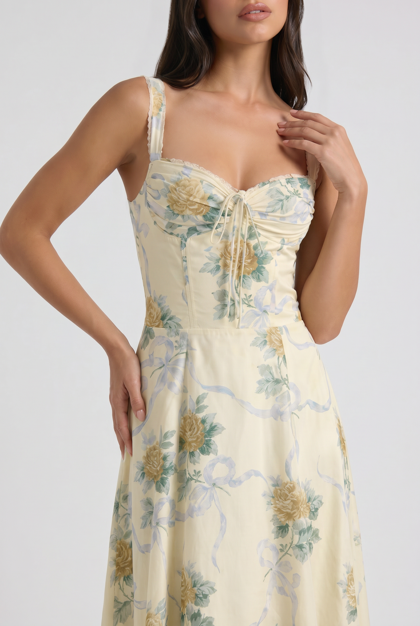 Women's Floral V-Neck Midi Dress Summer Wedding Guest