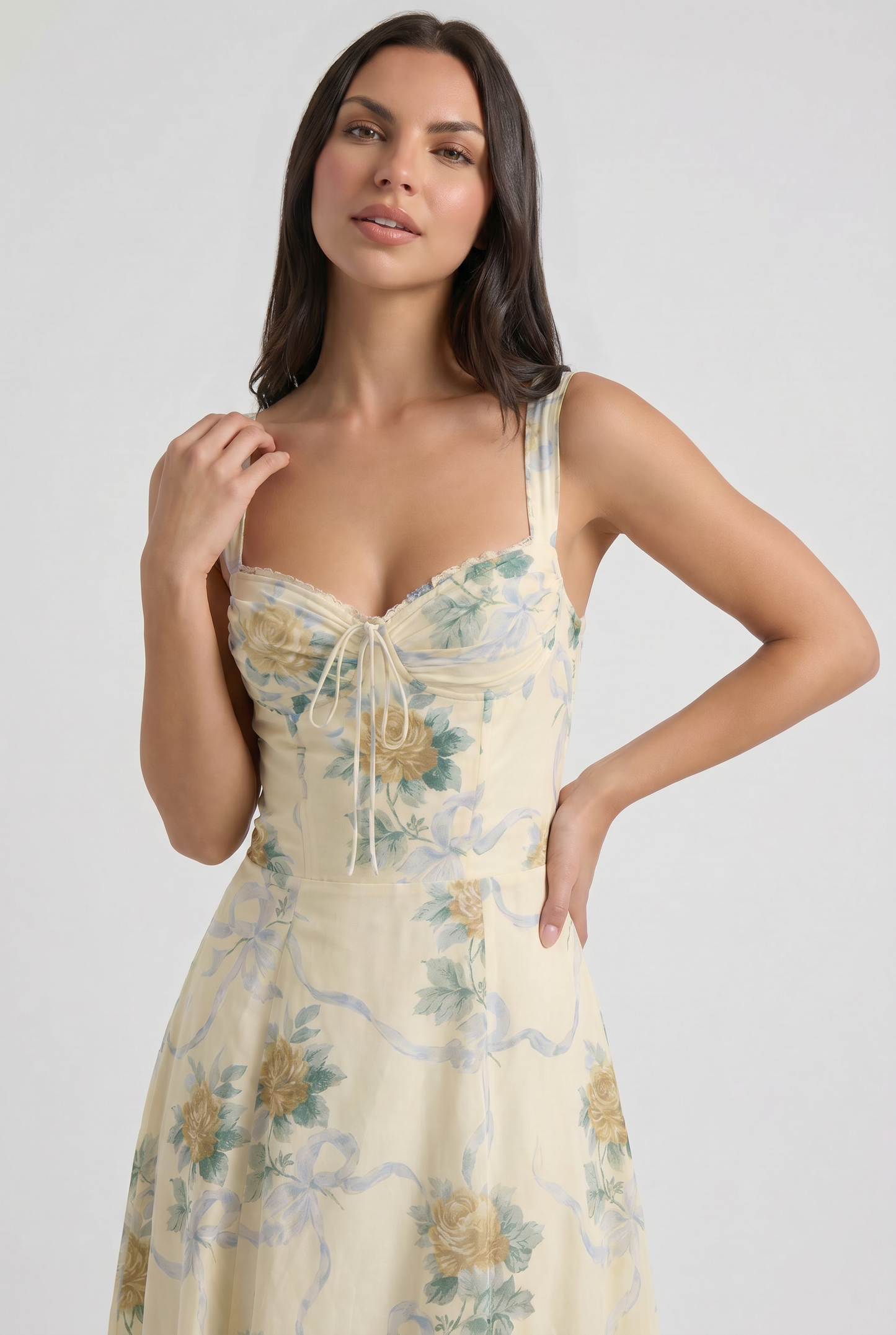 Women's Floral V-Neck Midi Dress Summer Wedding Guest