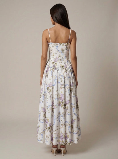 Women's Floral V-Neck Summer Midi Dress for Wedding Guests