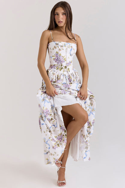 Women's Floral V-Neck Summer Midi Dress for Wedding Guests