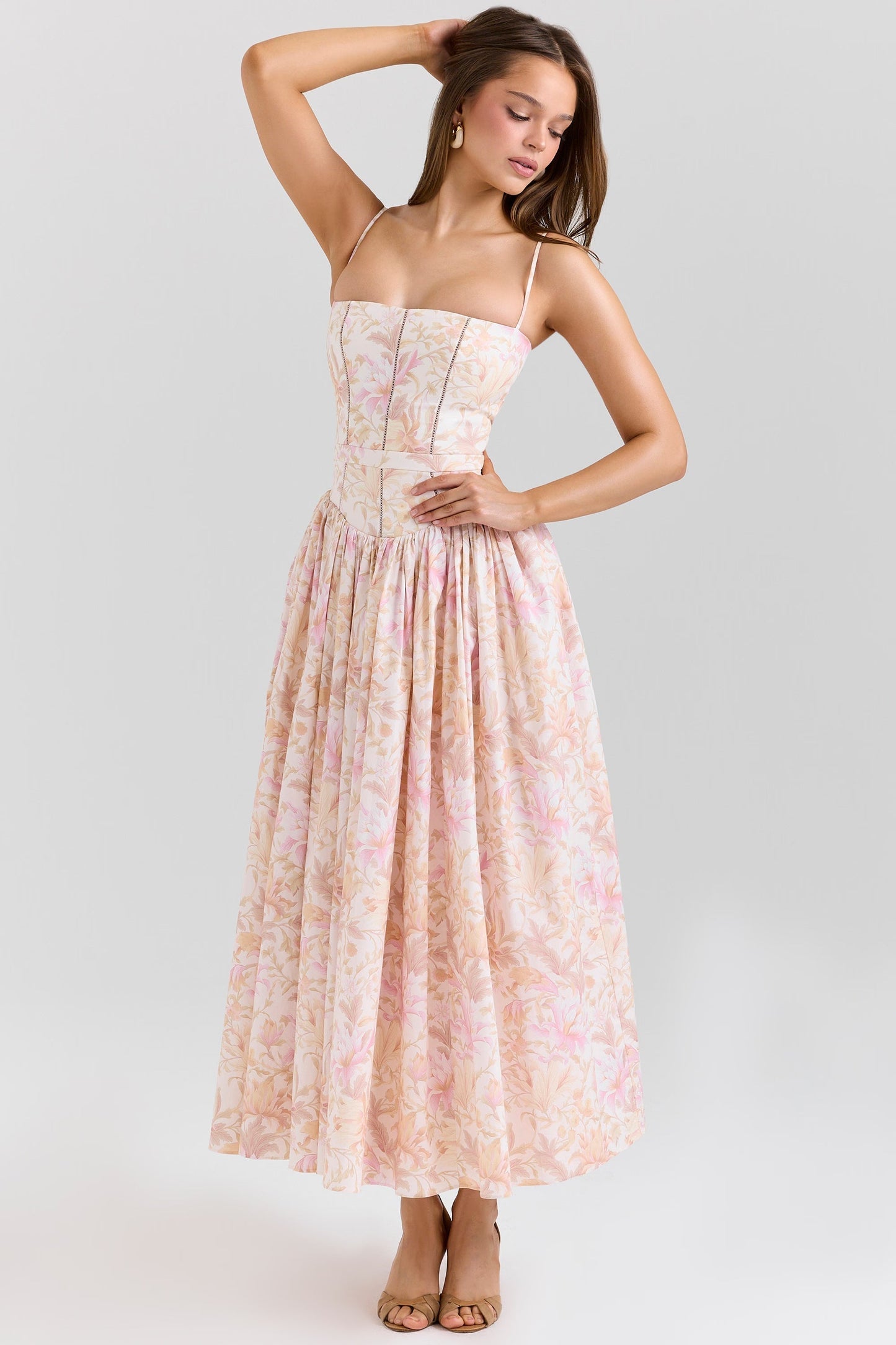 Women's Floral V-Neck Summer Midi Dress for Wedding Guests