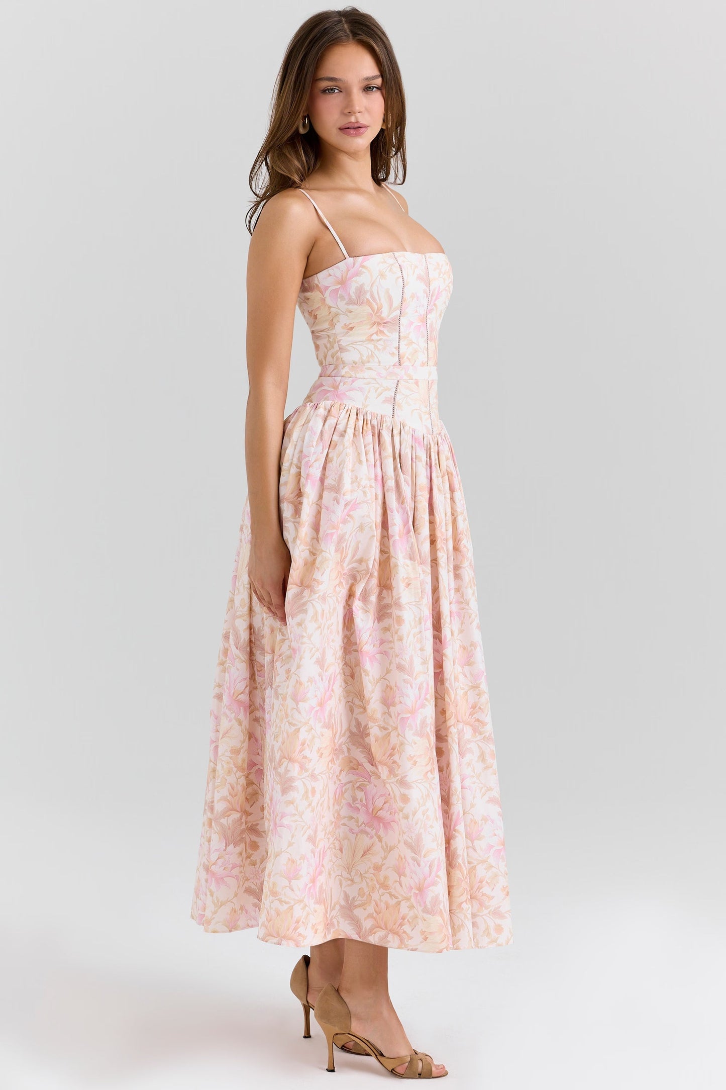 Women's Floral V-Neck Summer Midi Dress for Wedding Guests