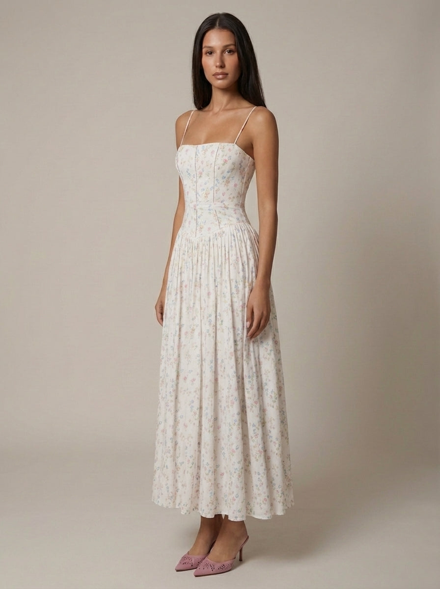 Women's Floral V-Neck Summer Midi Dress for Wedding Guests
