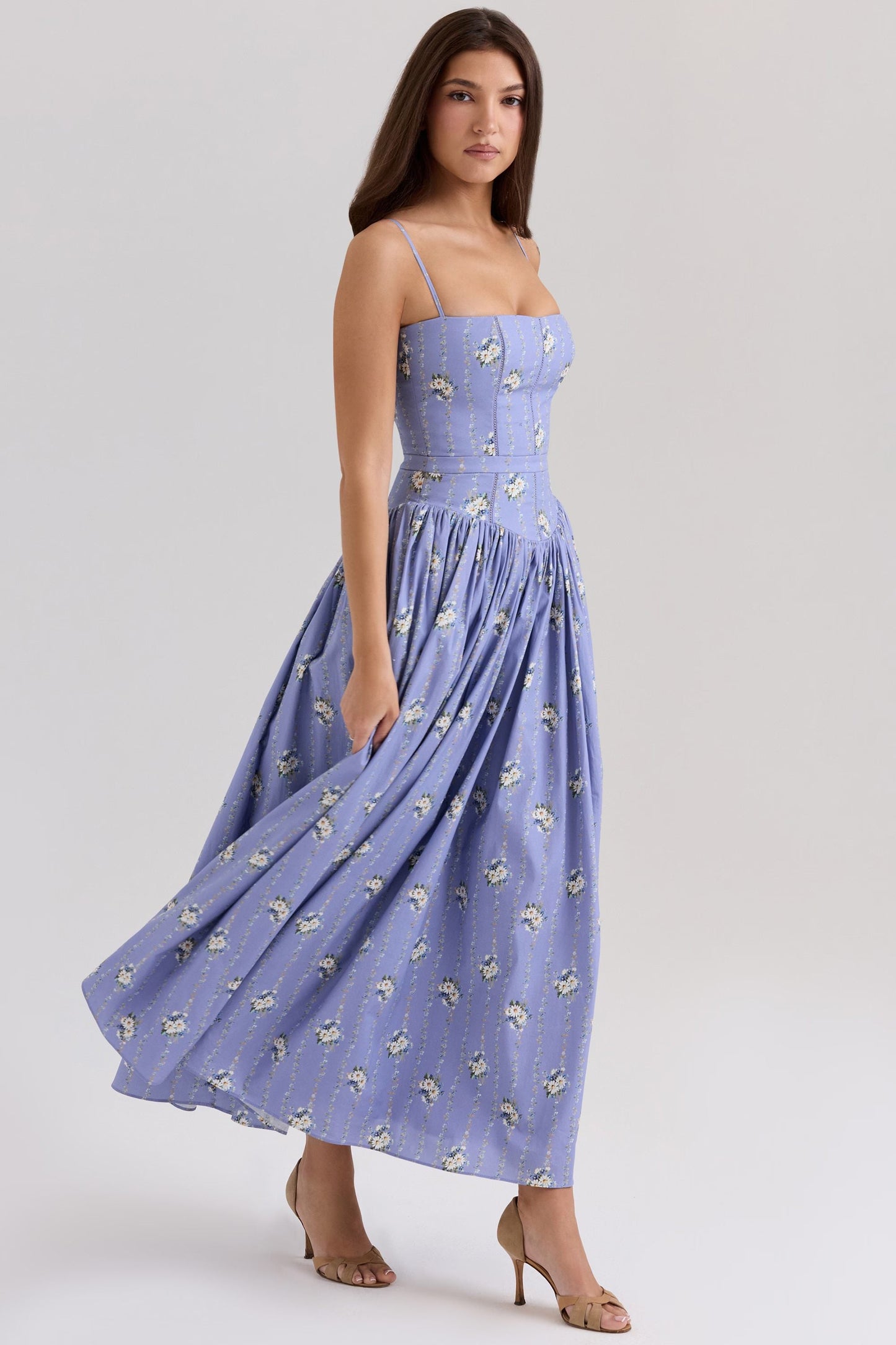 Women's Floral V-Neck Summer Midi Dress for Wedding Guests