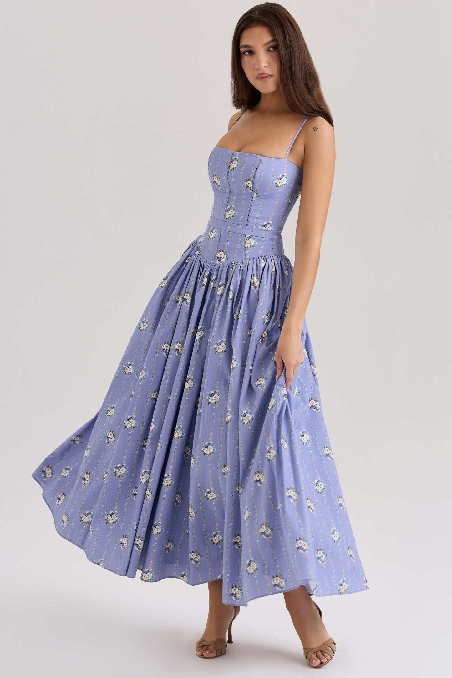 Women's Floral V-Neck Summer Midi Dress for Wedding Guests