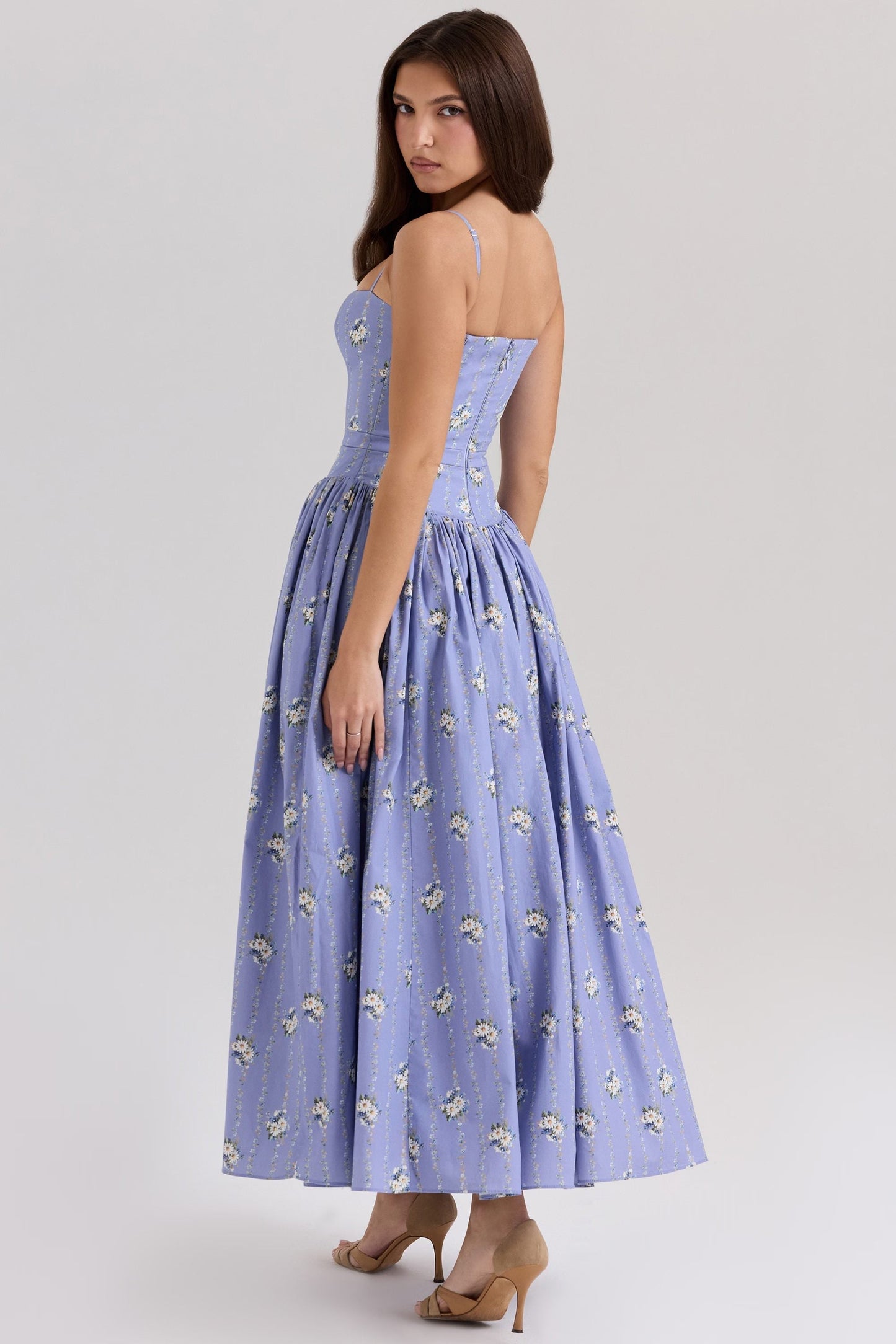 Women's Floral V-Neck Summer Midi Dress for Wedding Guests