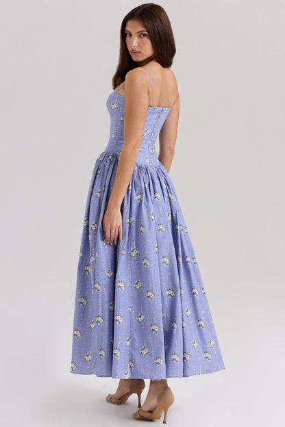 Women's Floral V-Neck Summer Midi Dress for Wedding Guests