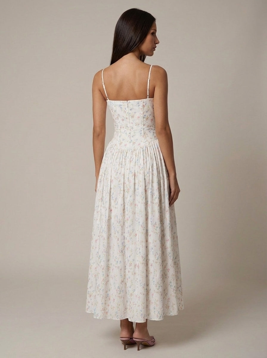 Women's Floral V-Neck Summer Midi Dress for Wedding Guests