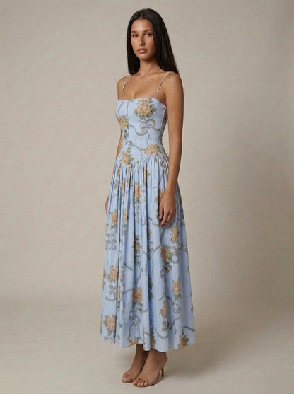 Women's Floral V-Neck Summer Midi Dress for Wedding Guests