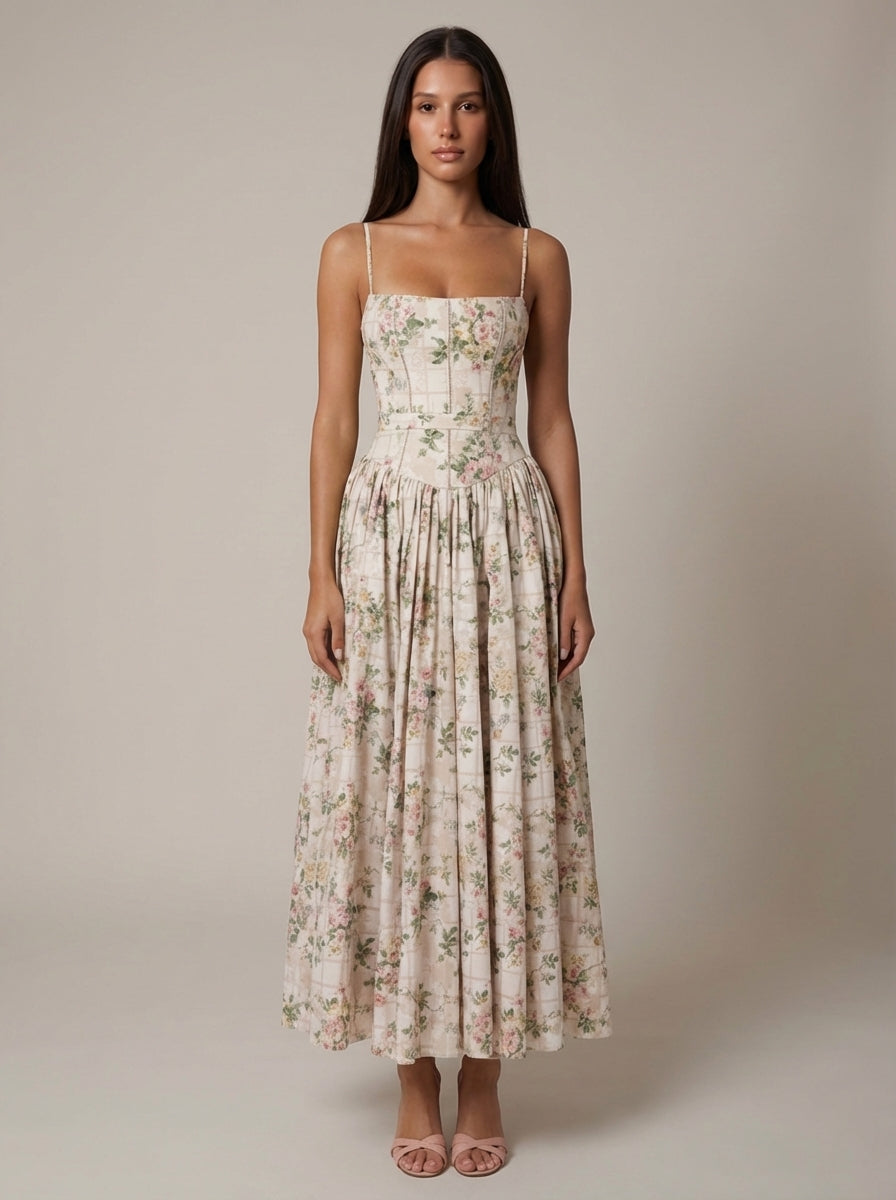 Women's Floral V-Neck Summer Midi Dress for Wedding Guests